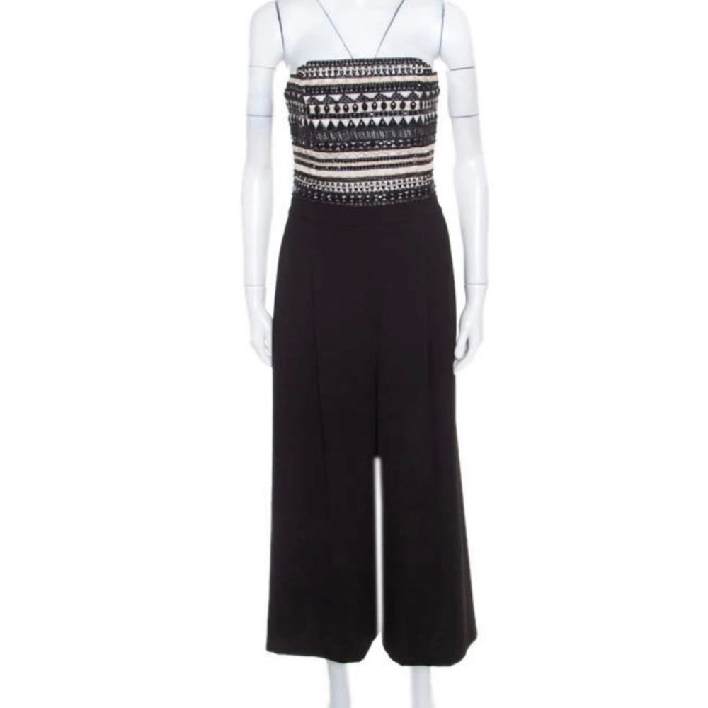 Alice + Olivia Beaded Strapless Women's Jumpsuit Size 4  Black